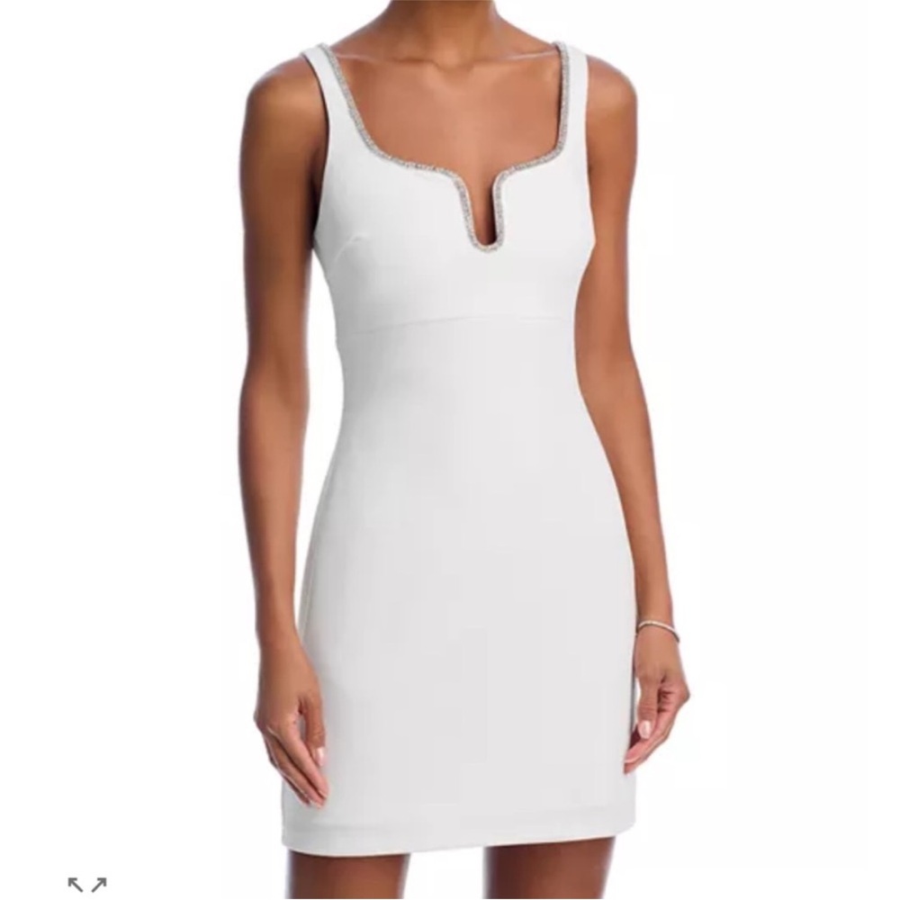 AQUA White Dress with Silver Accents